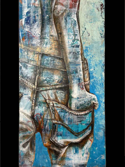 Backstory — Original Contemporary Figurative Painting | 24 × 48 Acrylic on Canvas
