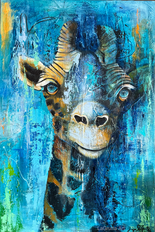 Curious — Original Giraffe Painting | Contemporary Wildlife Art - LaGrutta Art