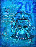 R₀ > 57 — Einstein COVID-19 Mixed Media Painting | Contemporary Political Art