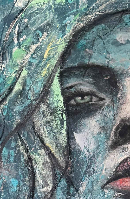 Between the Lines — Original Contemporary Woman Portrait | 36 × 48 Acrylic Painting