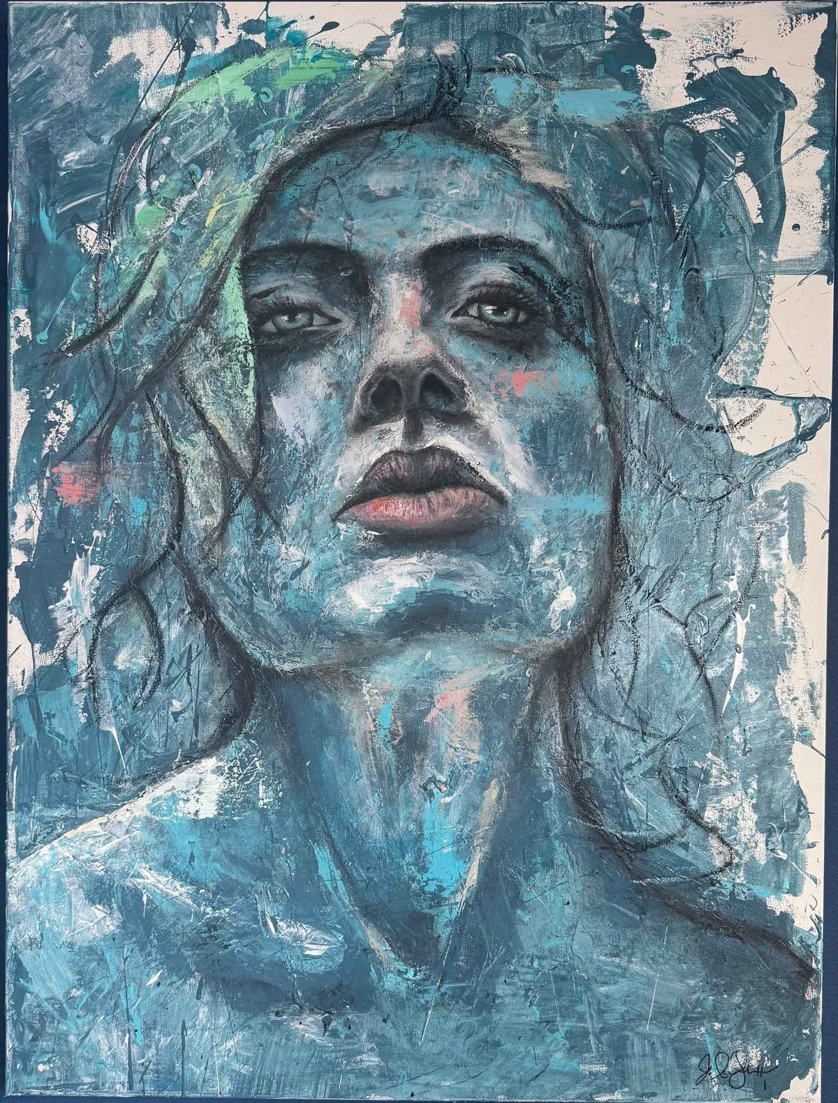 Between the Lines — Original Contemporary Woman Portrait | 36 × 48 Acrylic Painting