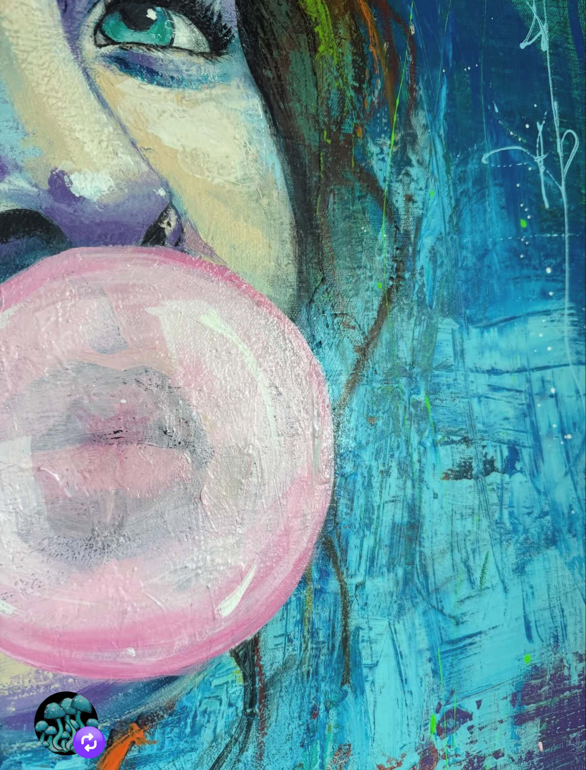 Unbothered — Original Bubble Gum Girl Painting | 36 × 48 Acrylic on Canvas